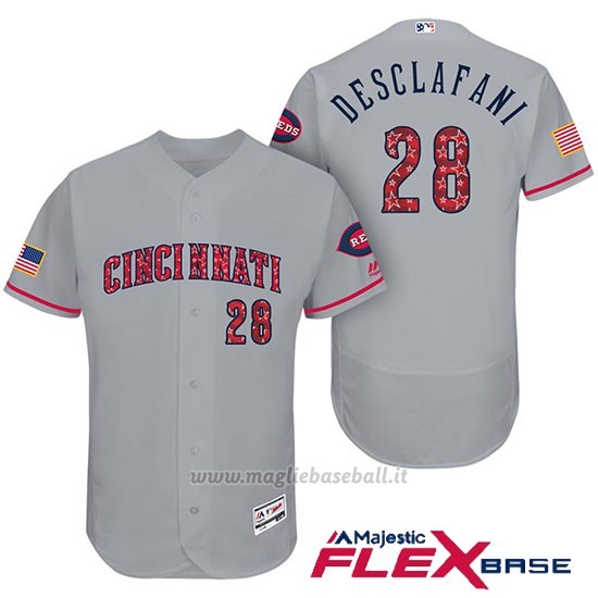 Maglia Baseball Uomo Cincinnati Reds 2017 Estrellas Y Rayas 28 Anthony Desclafani Grigio Flex Base